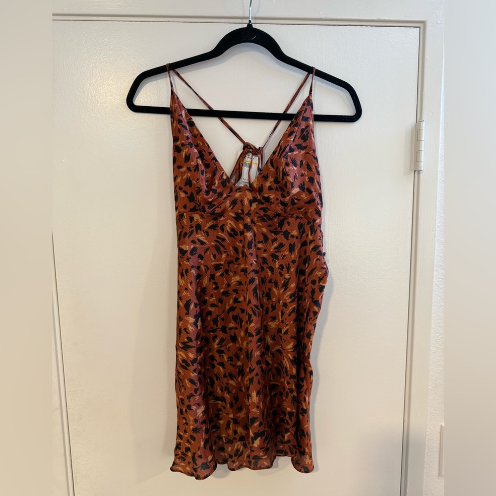 Free People Rust and Black Leaf Camisole